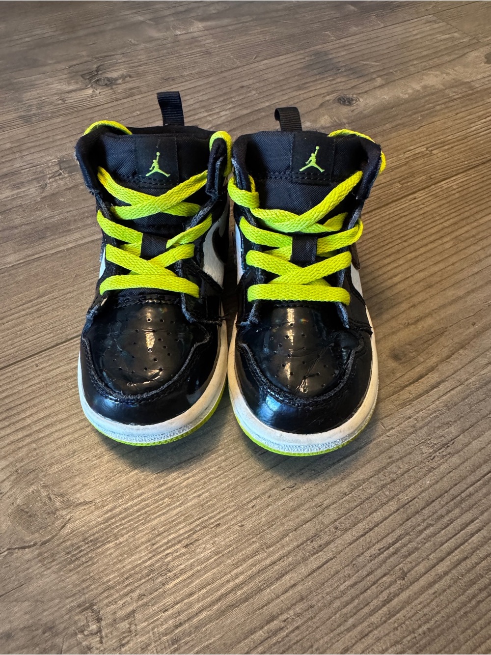 Nike Kids Black and Neon Yellow High-Top Sneakers